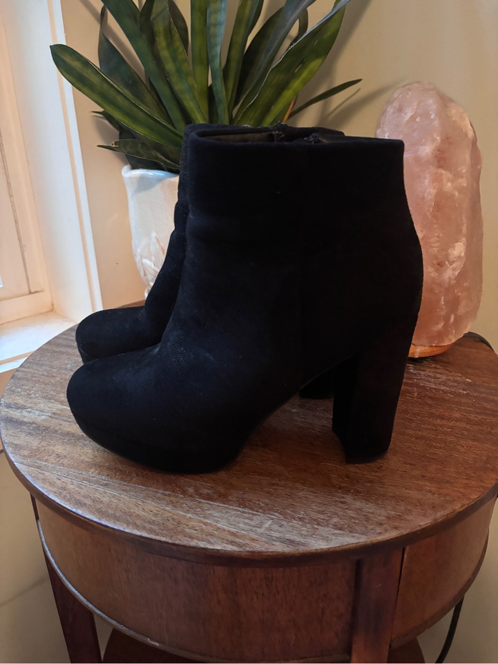 Dream Pairs Black Suede Block Heel Ankle Booties